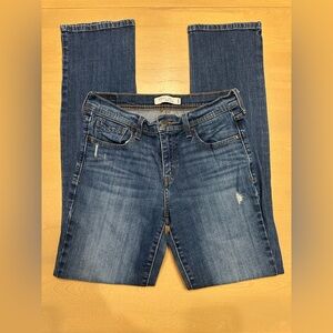 Levi’s 505 Straight Leg Jeans Womens 6L slight Distressed Stretch Medium Wash